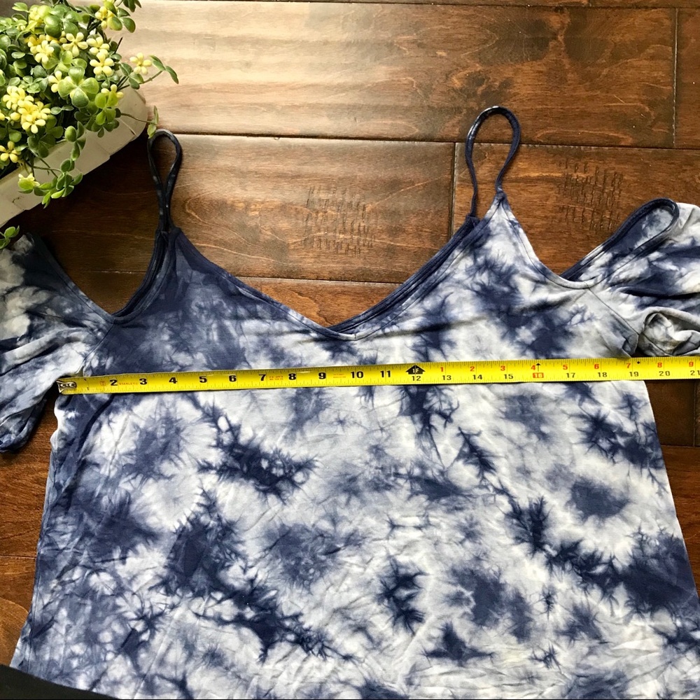Cold-Shoulder Tie-Dye Spaghetti Strap Top in Navy Blue - Picture 6 of 7